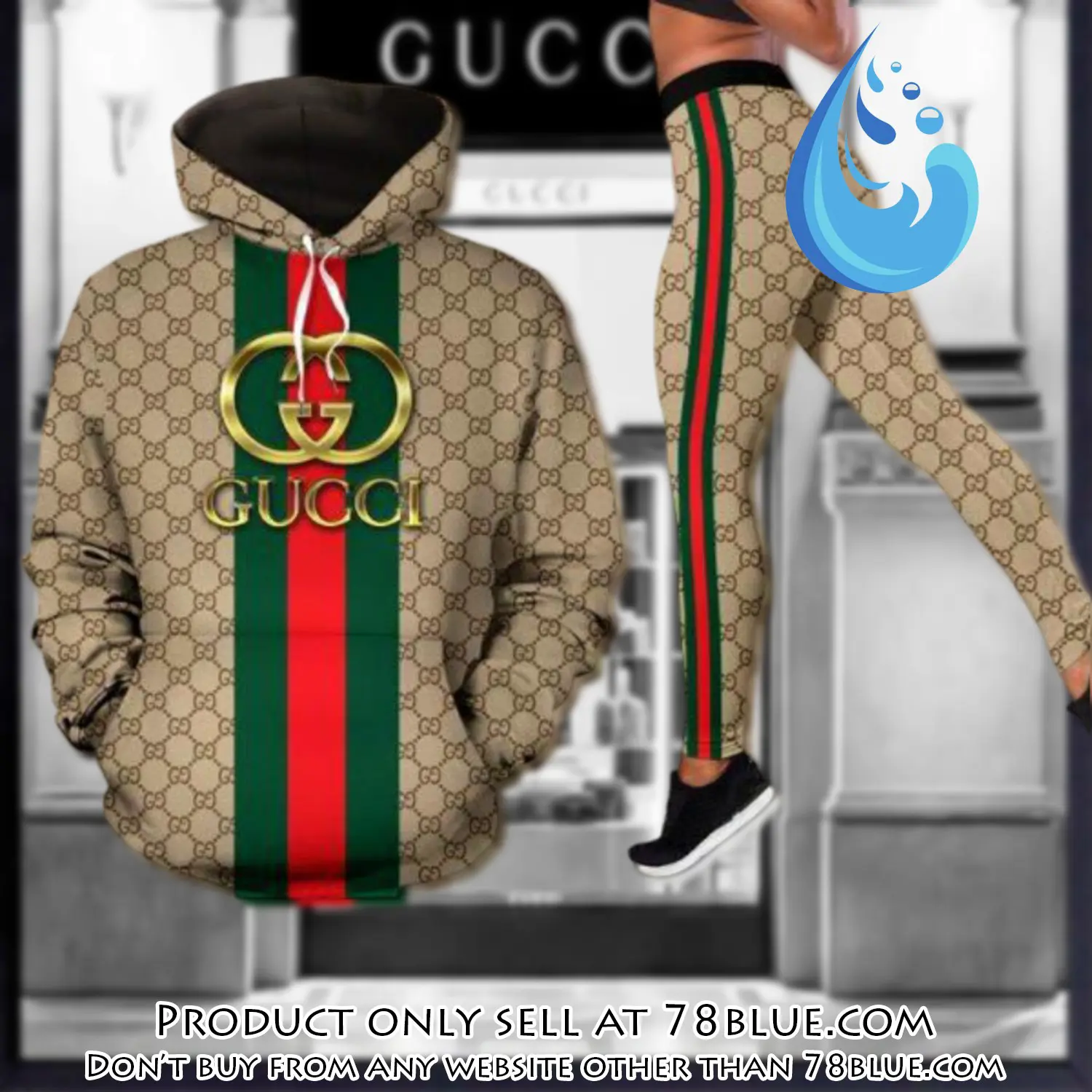 Gucci stripe hoodie legging set luxury for women vv5 78b0436610